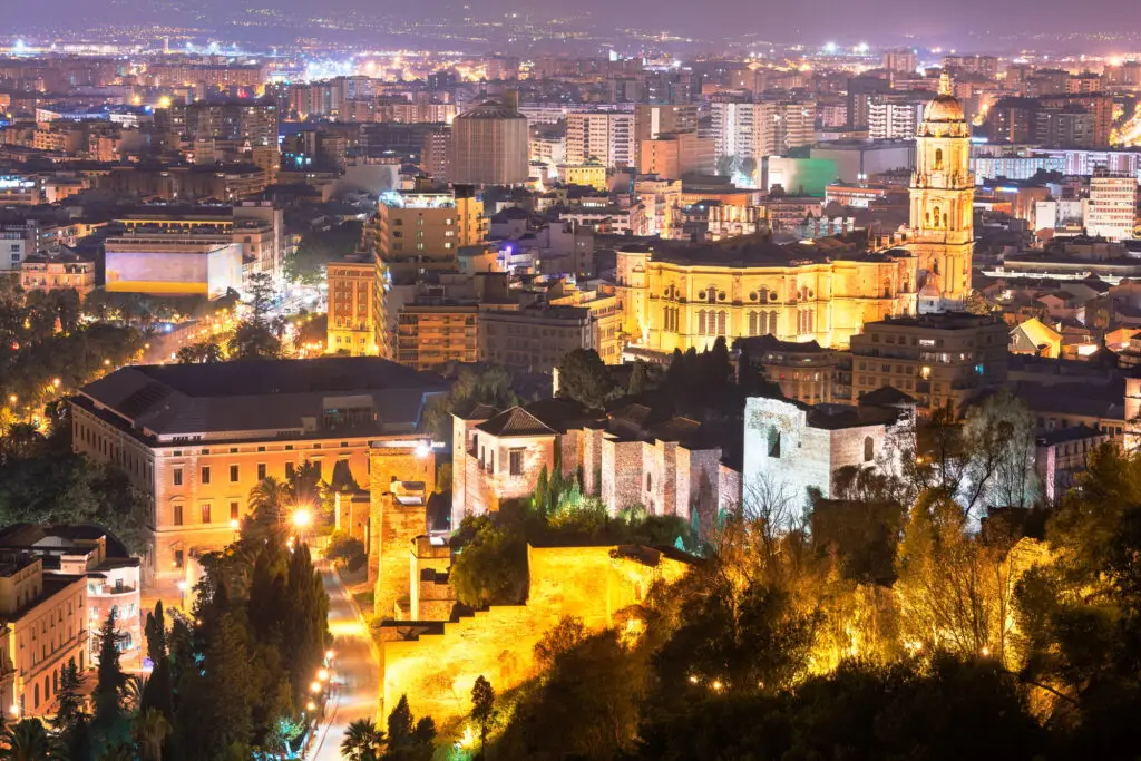 Malaga, Spain Old Town at Night